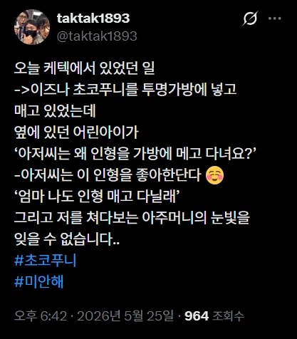 이즈나 봉제 인형을 들고 다니다가 봉변을 당한 사람 (2)