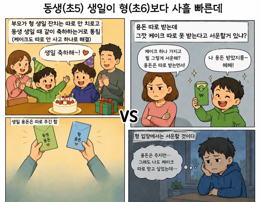 자기 생일 케이크 따로 안 준다고 삐친 초딩