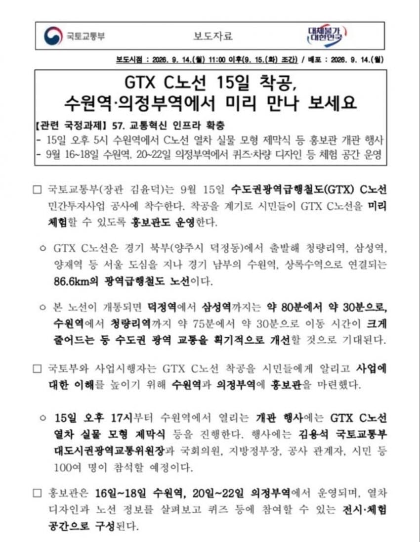 GTX-C 수원-청량리 30분이 가능함?