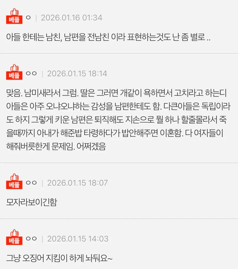 남편=큰아들 이러는여자 좀모자른듯 (4)