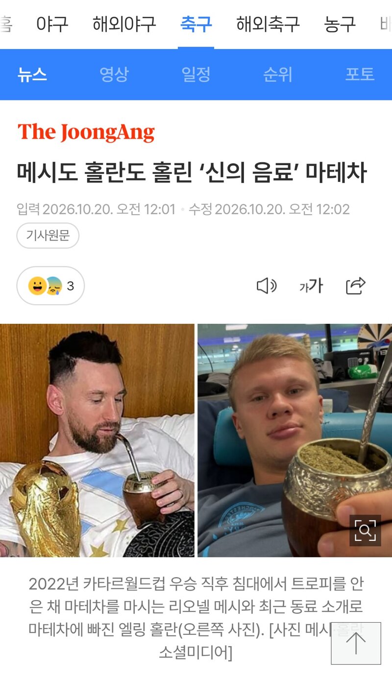 운동선수들이 좋아하는 음료 마테차