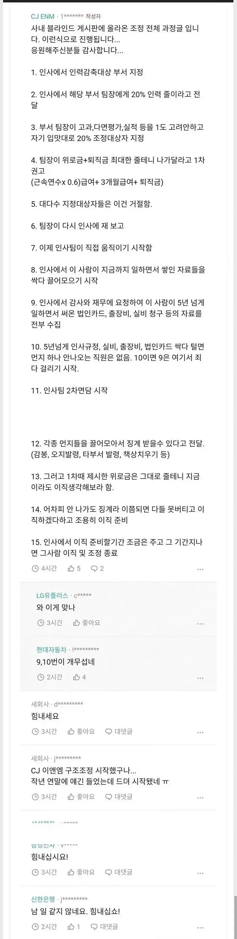 대기업 해고 방법