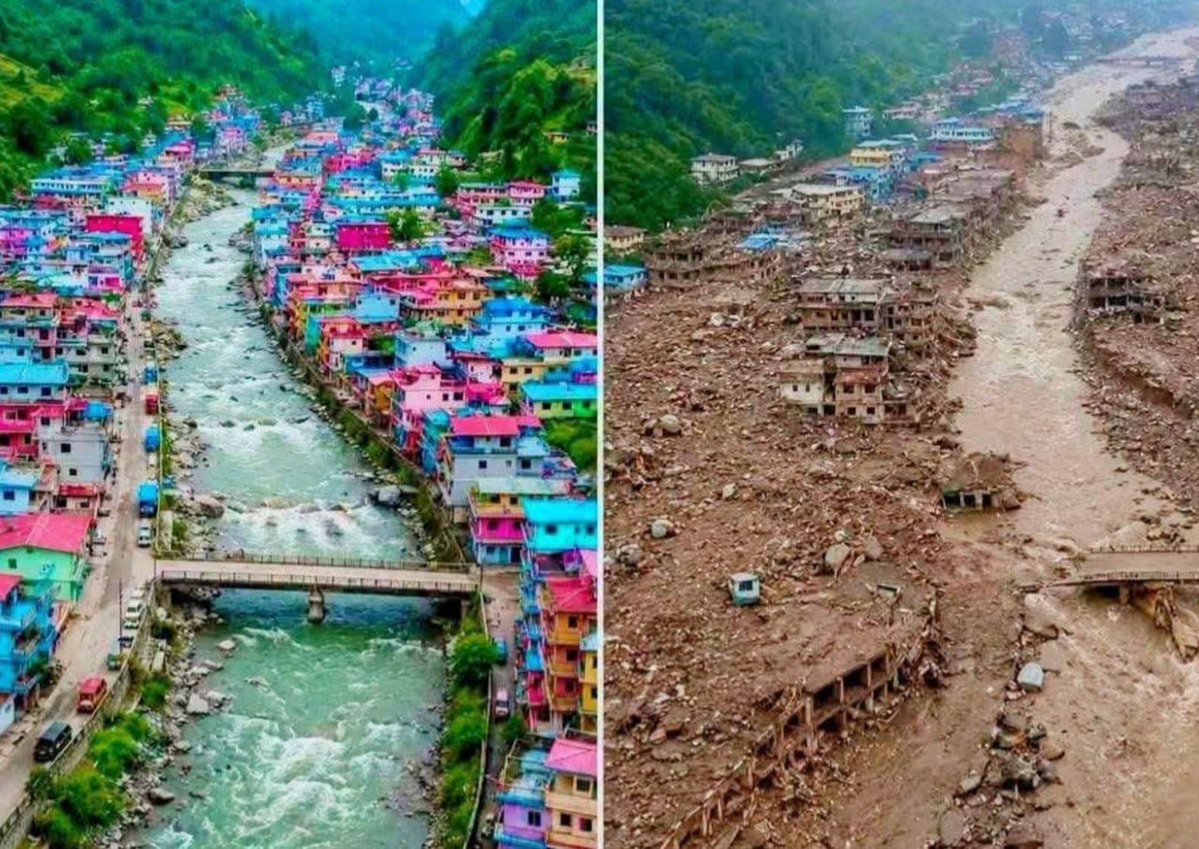 충격적인 네팔 홍수 전 후 사진