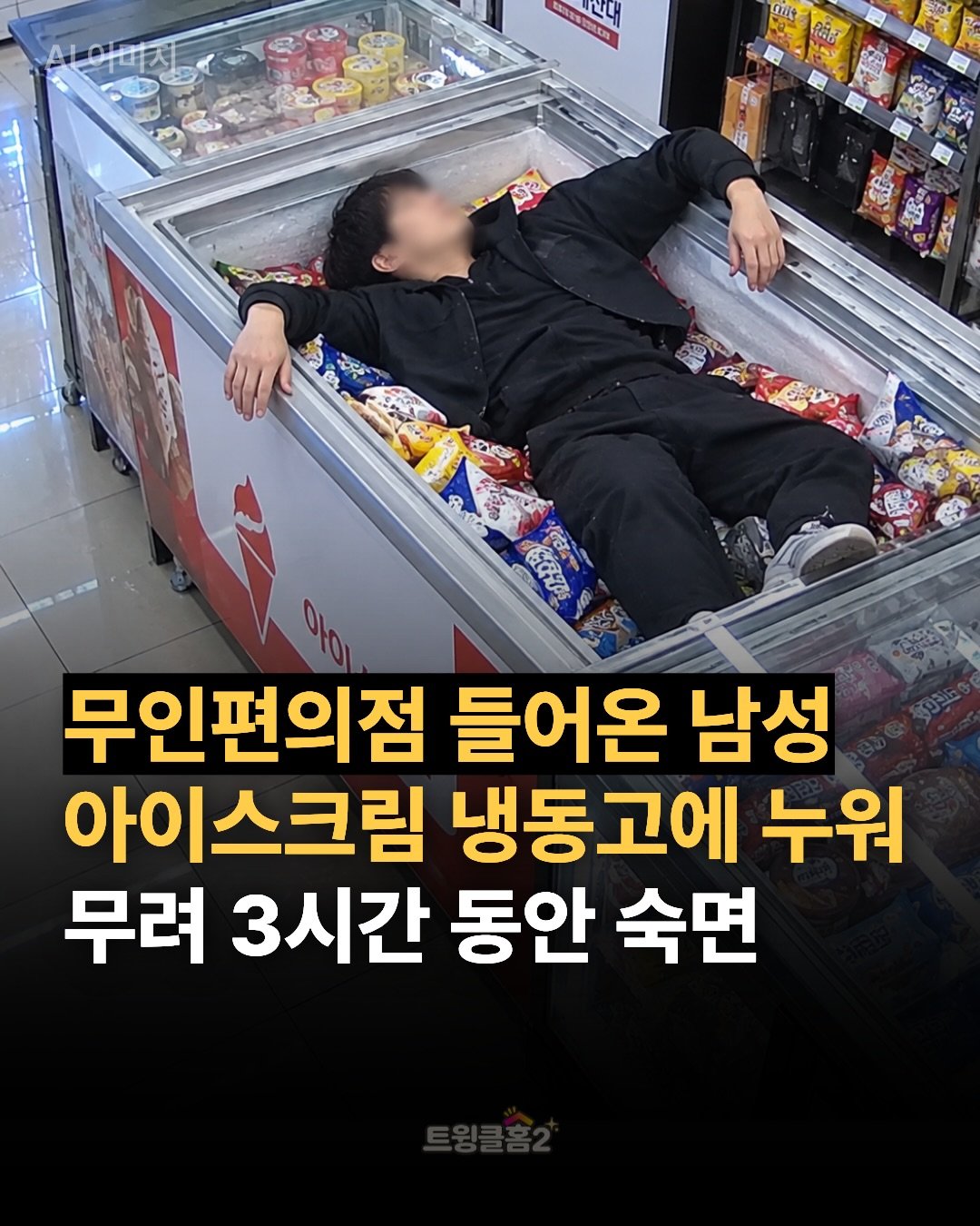 대구 무인 편의점에서 숙면취하는 남자