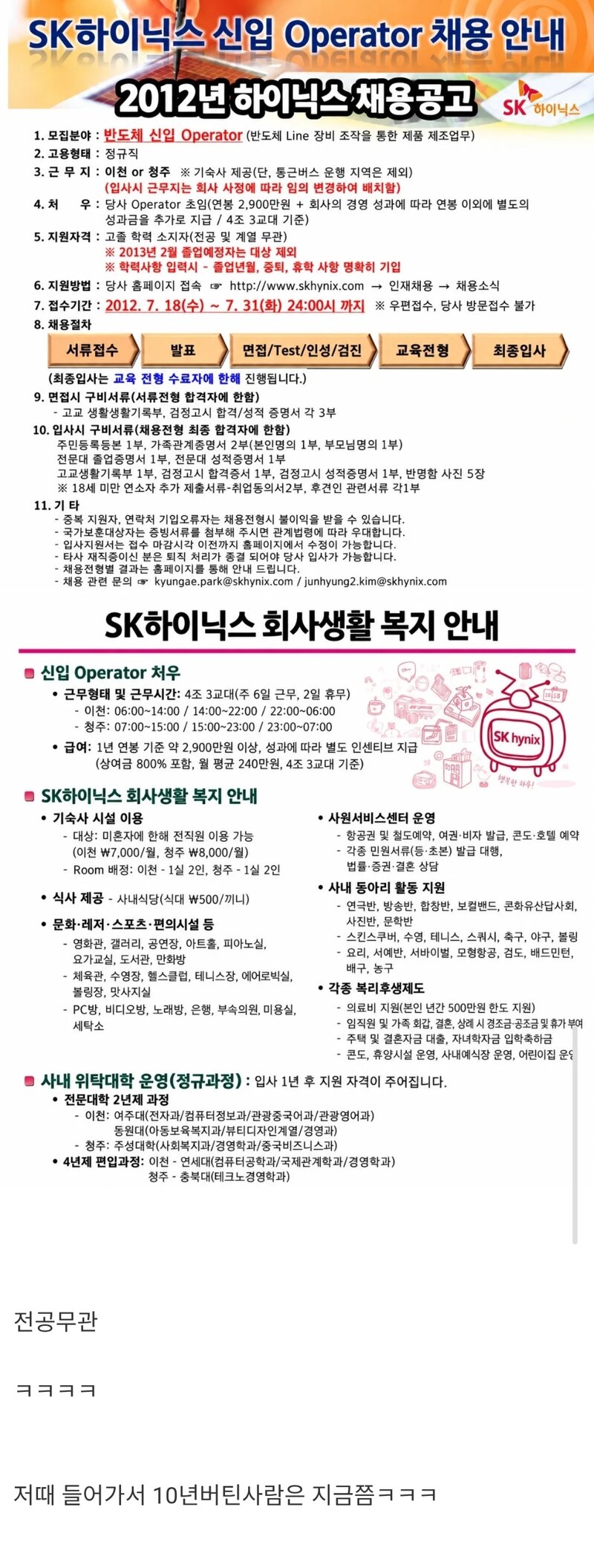 2012년의 하이닉스 채용공고