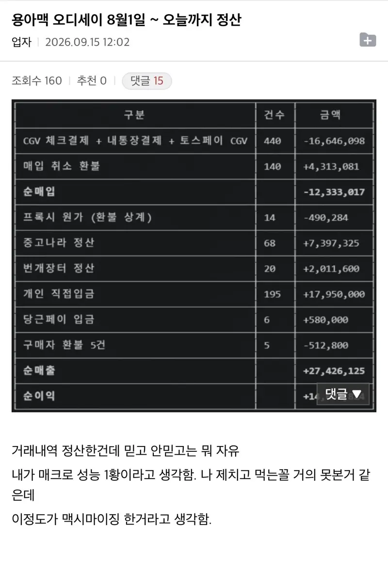 용아맥 오디세이 암표 팔아 돈 번 사람