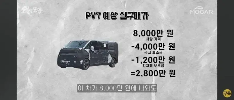 기아 PV7 보조금 5천만원 예상