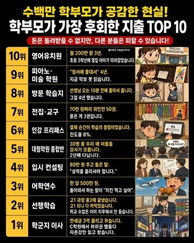 학부모들이 가장 후회하는 교육비 지출 Top.10 (2)
