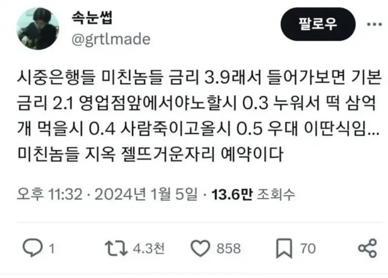 요즘 은행 금리 특징.