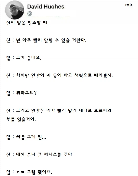 신이 말을 창조할 때