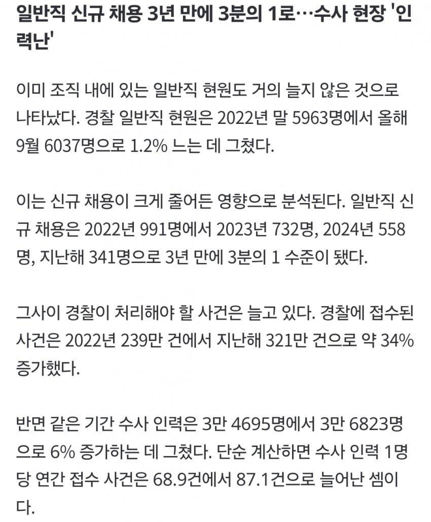 행정직 늘려 경찰 현장 보낸다더니…일반직 증원 538→1명 (8)