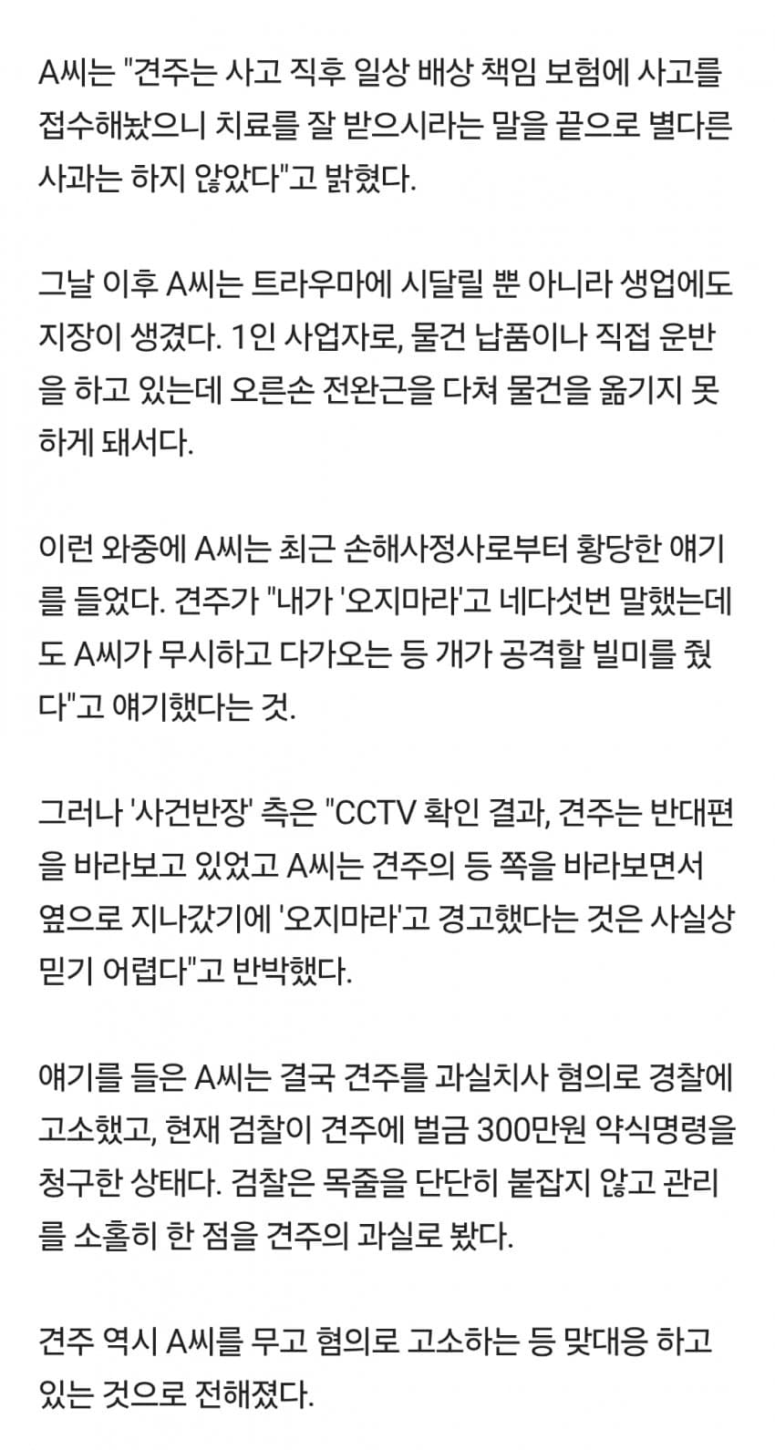 산책하다 '피투성이' 된 남성…맹견에 물렸는데, 견주 "공격 빌미 줬다" (3)