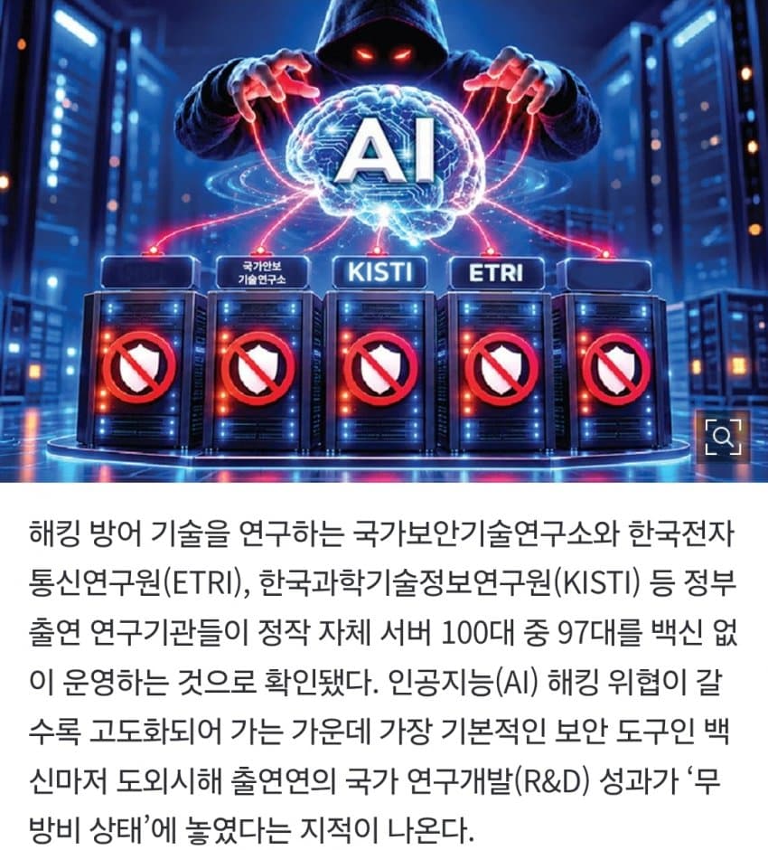 해킹 막는 국가 연구기관들, 서버 97%가 백신없이 운영 (2)