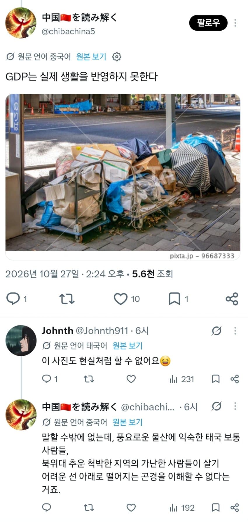 동아시아 3국 GDP 비교에 따른 X 반응 (5)