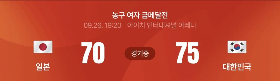 아겜) 여자농구 한일결승전 금메달!!