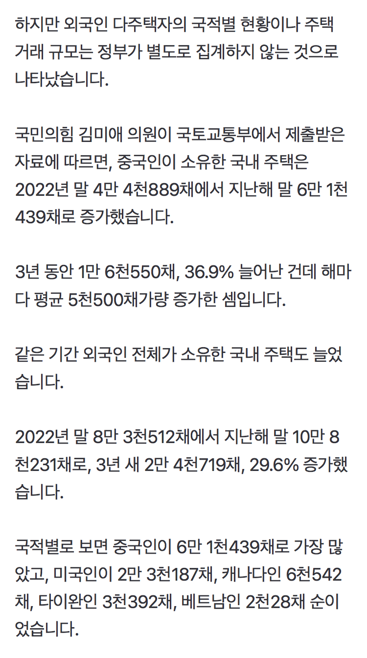 한국인 무주택자 넘쳐나는데..중국인 K-자가 6만채 돌파 (2)