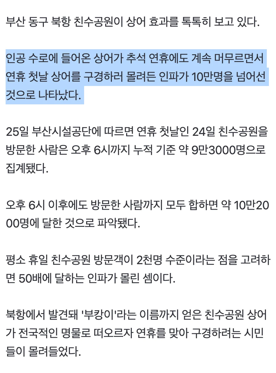 🦈  [속보] 부산 상어 보러 연휴 첫날 10만명 몰렸다  🏃 🏃‍♀️ 🏃‍♂️ (2)
