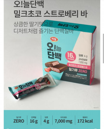 [기타] 오늘단백 밀크초크 스트로베리 프로틴바 48g 12개