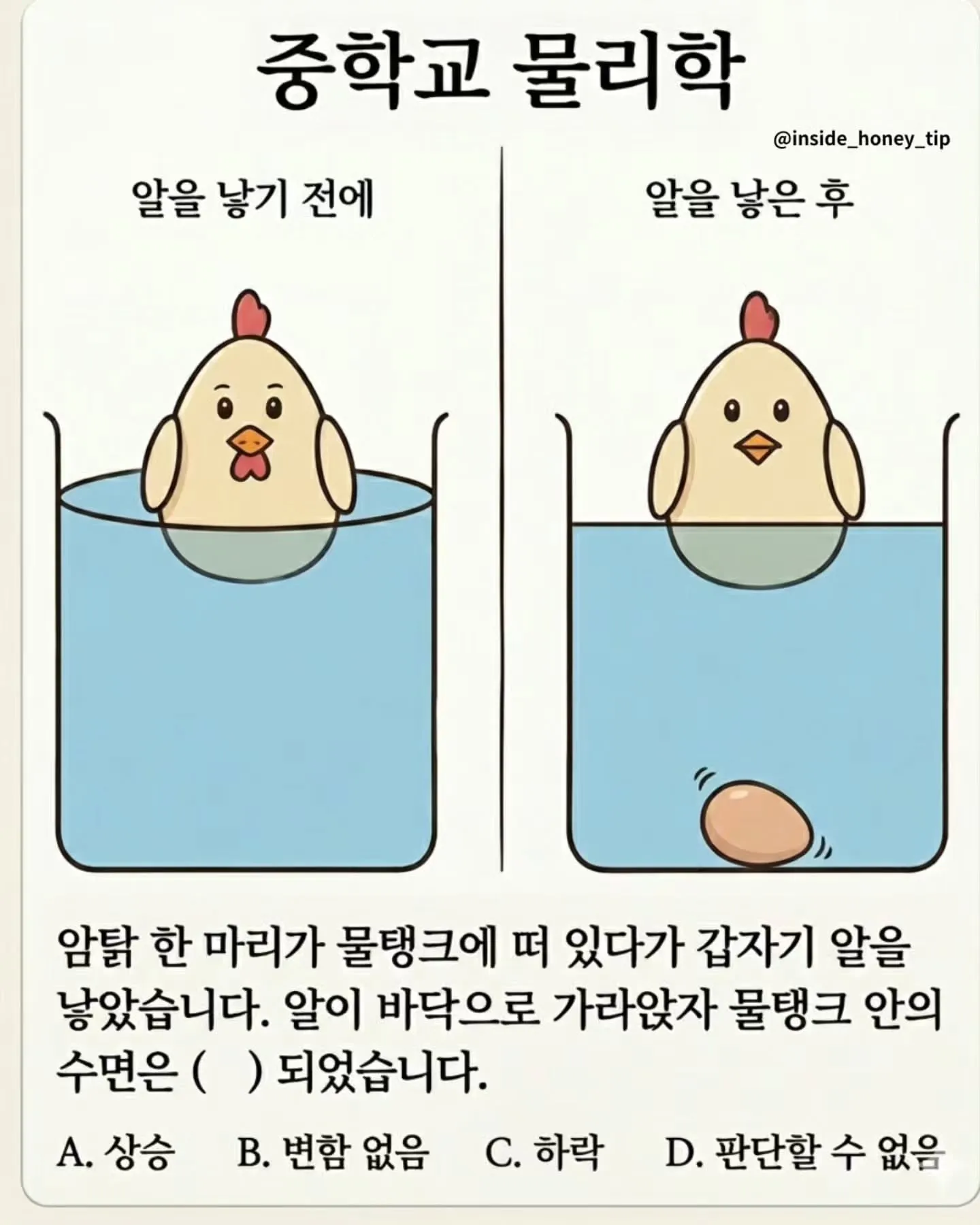 중학교 물리 문제라고 함