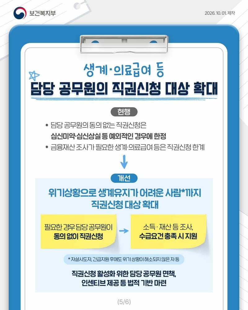 누구나 받을 수 있는 복지급여는 별도 신청 없이 지급 - 3개월 이후 시행 (6)