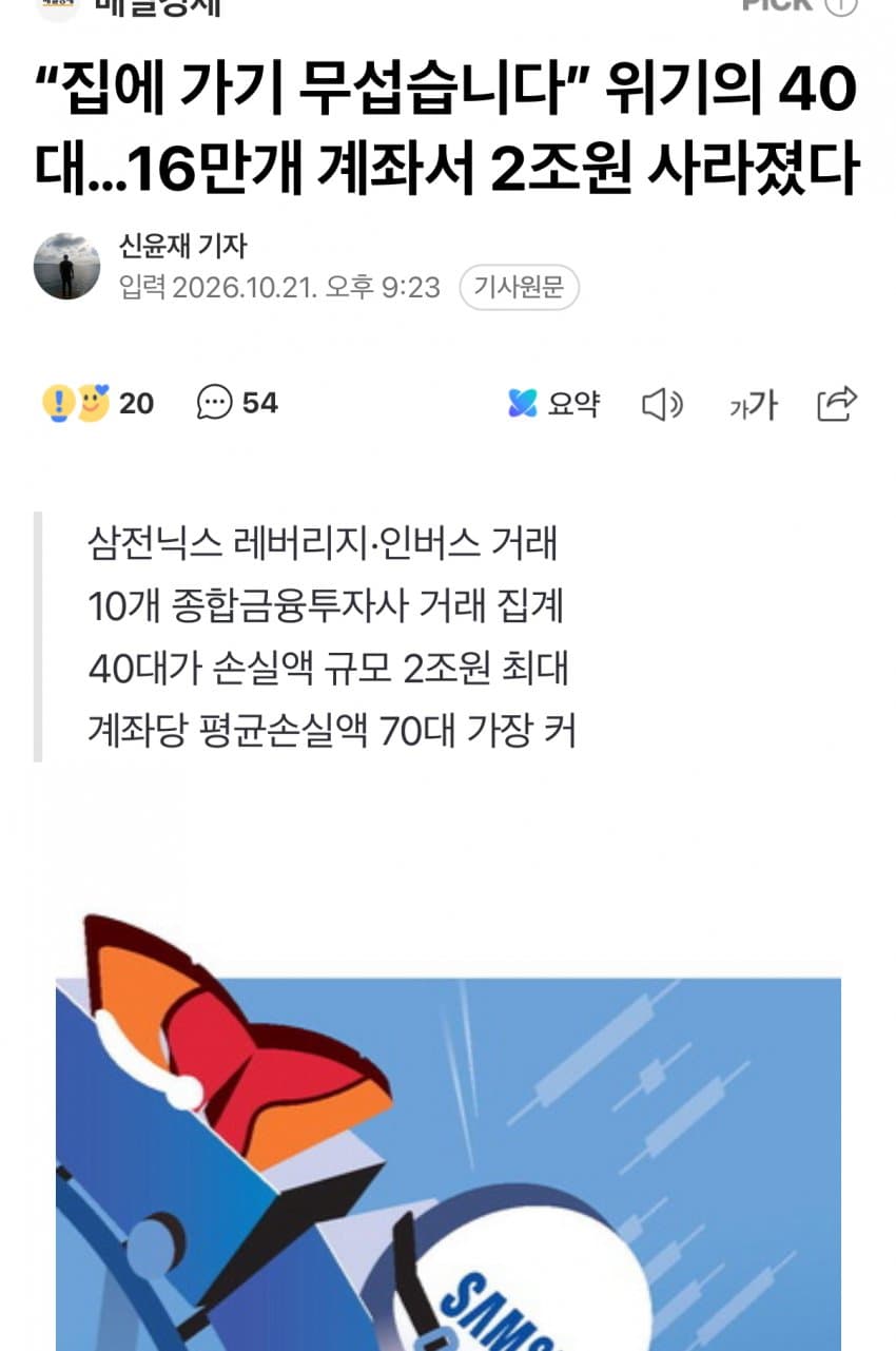 집에 가기 무섭습니다” 위기의 40대…16만개 계좌서 2조원 사라졌다