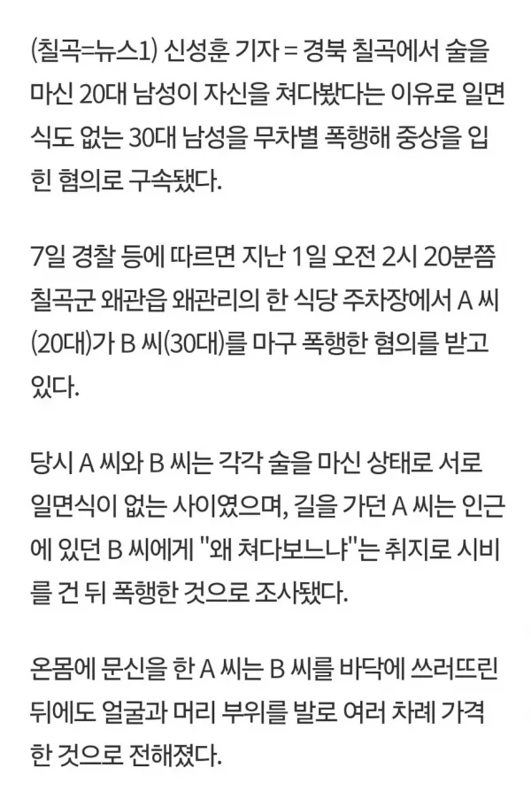 20대 문신남 "왜 쳐다봐" 무차별 폭행 (2)