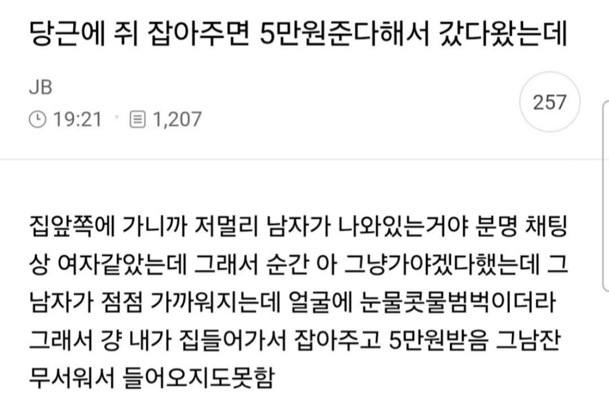 당근에 쥐잡아주면 5만원이라해서 (2)