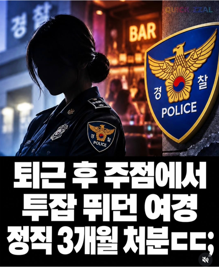 퇴근 후 주점에서 투잡 뛰던 여경 정직 3개월...