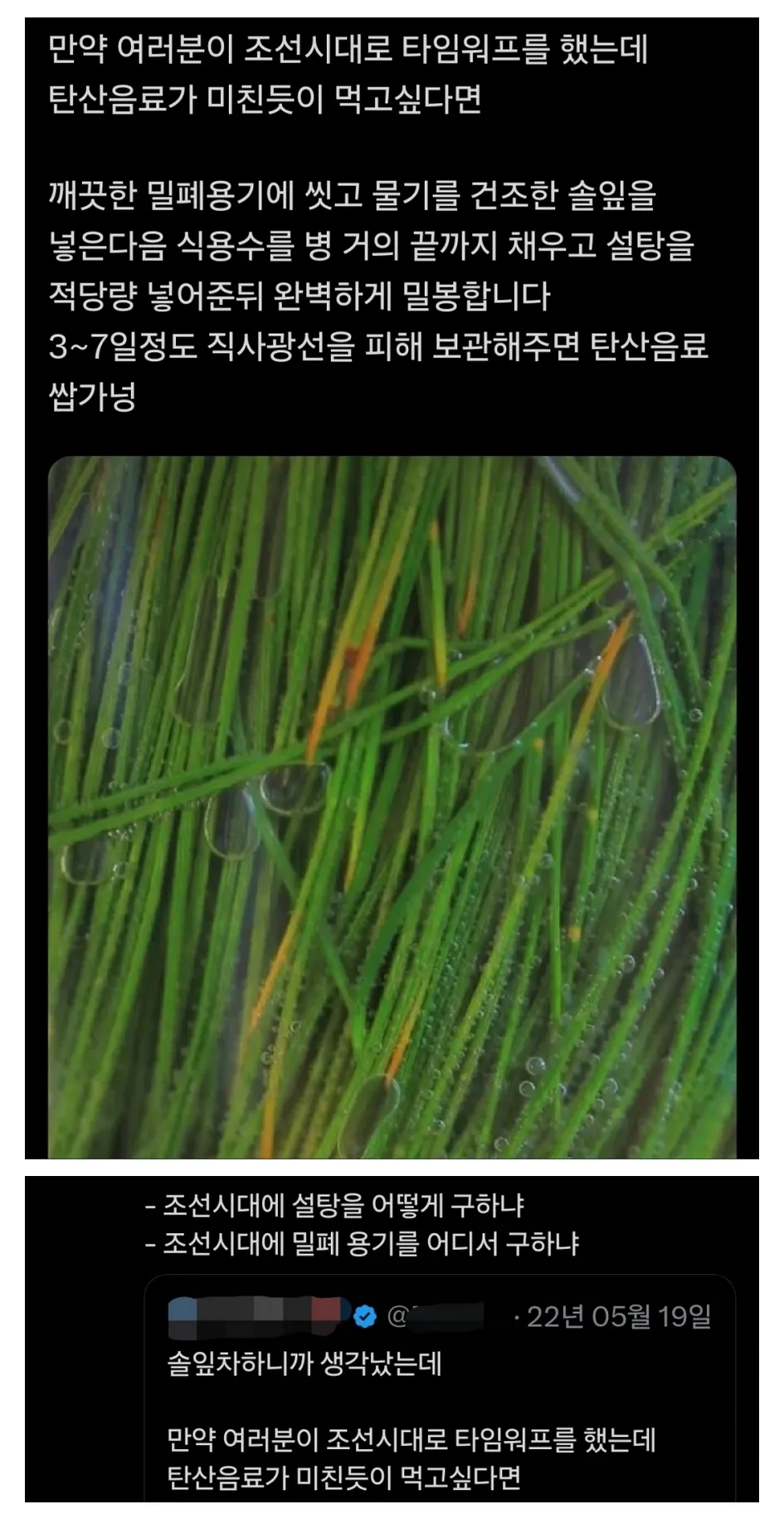 조선시대로 타임워프 했는데 탄산음료가 마시고 싶을 때 꿀팁