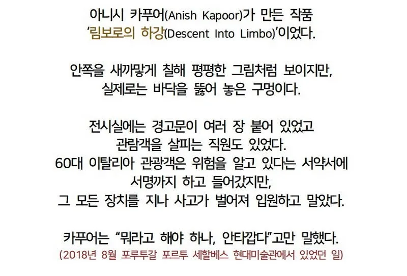 현대미술_레전드] 그림인 줄 알고 밟은 관광객, 그대로 2.4m 추락