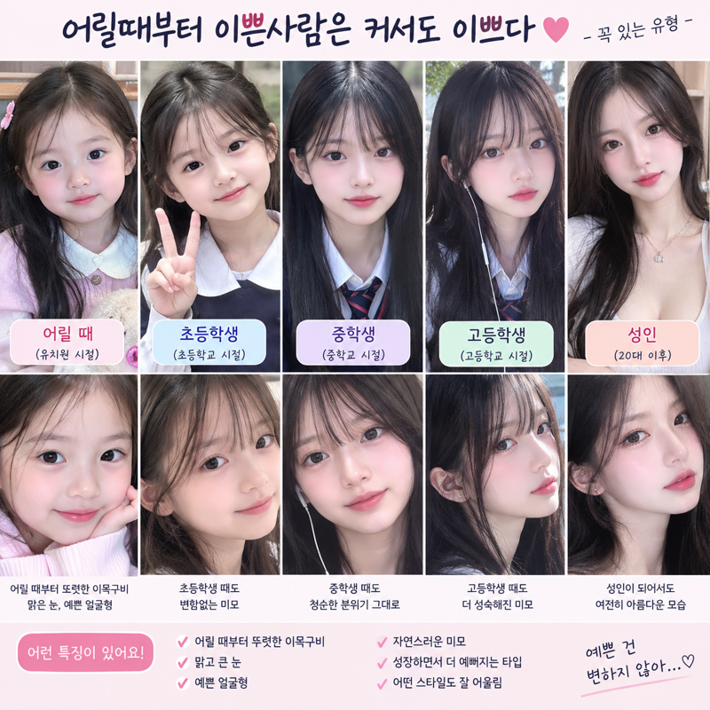 어릴때부터 이쁜사람은 커서도 이쁘다