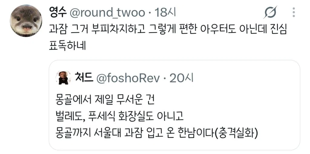 몽골까지 서울대 과잠 입고 온 한국남자.twt (3)
