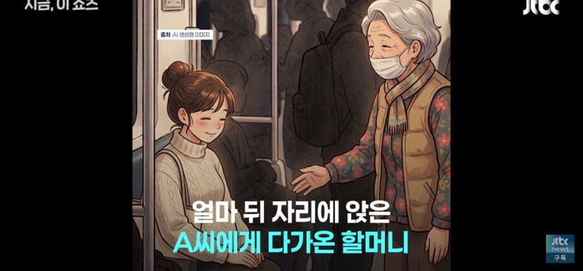 "아기 맛있는 거 사줘요", 임신부 울린 1호선 할머니 (7)