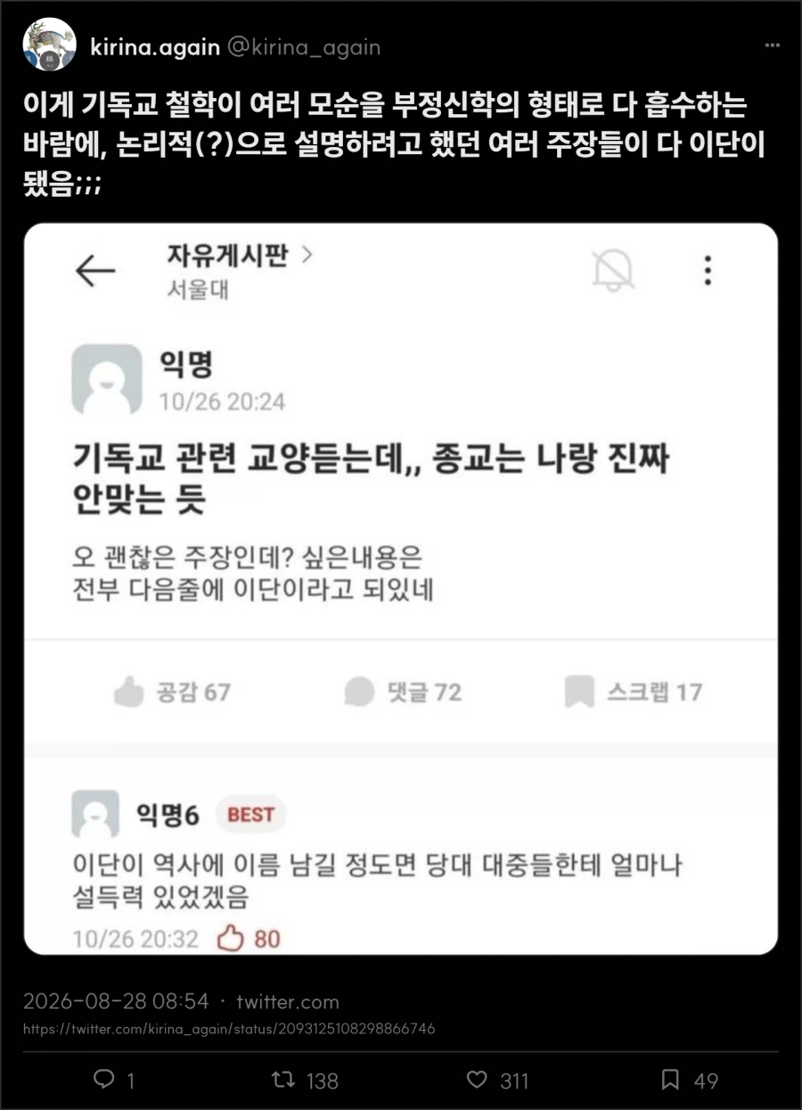 기독교를 논리적으로 해석하면 이단인 이유