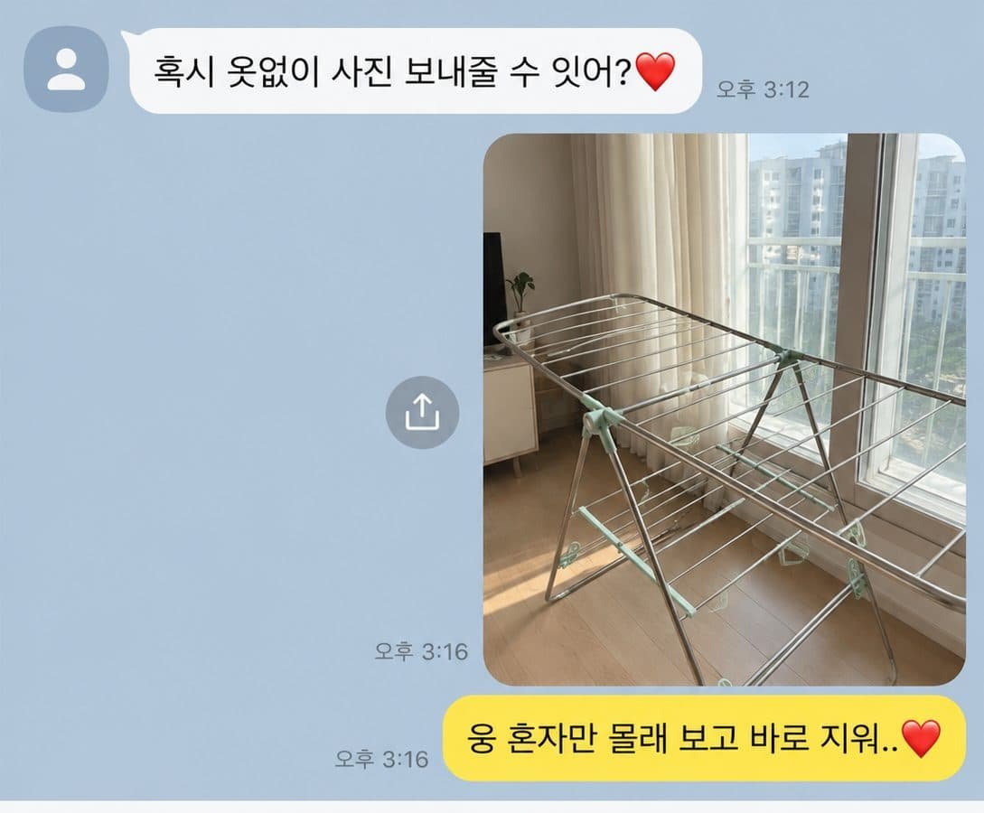 옷 없는 사진 보내달라는 채팅남