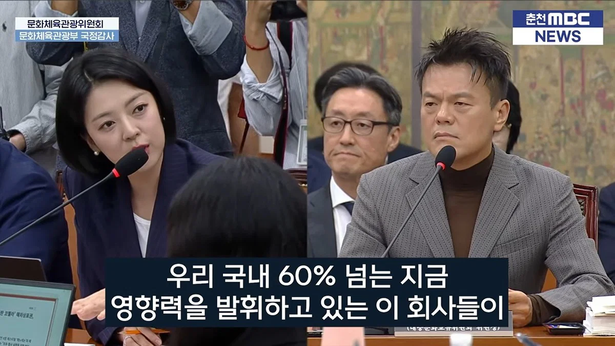 오늘 국감에 나와서 배현진 질문받는 박진영 (페노메논 관련) (5)