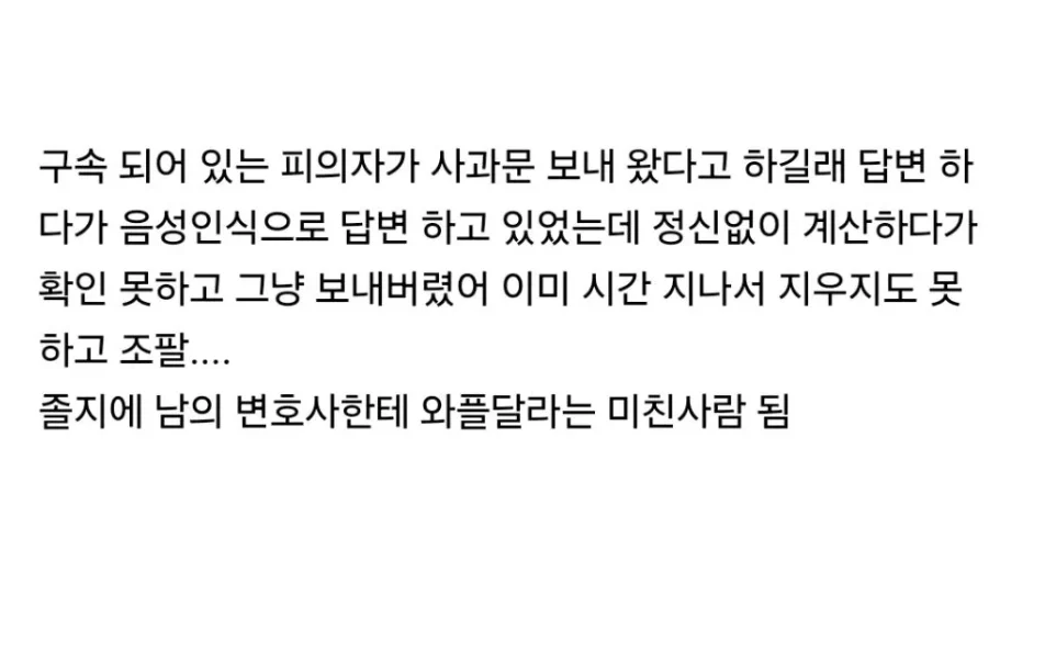 상대 변호사한테 카톡 이상하게 보냈어 