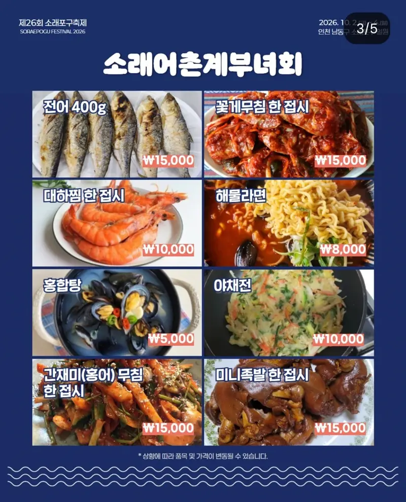 어느 축제 음식가격 (2)