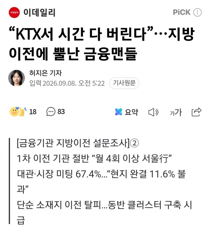 KTX서 시간 다 버린다…지방 이전에 뿔난 금융맨들