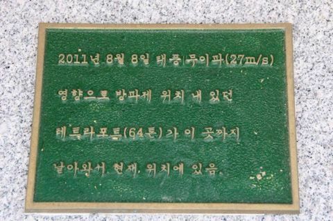 태풍의 엄청난 위력에 육지로 올라온 돌과 테트라포드 (8)