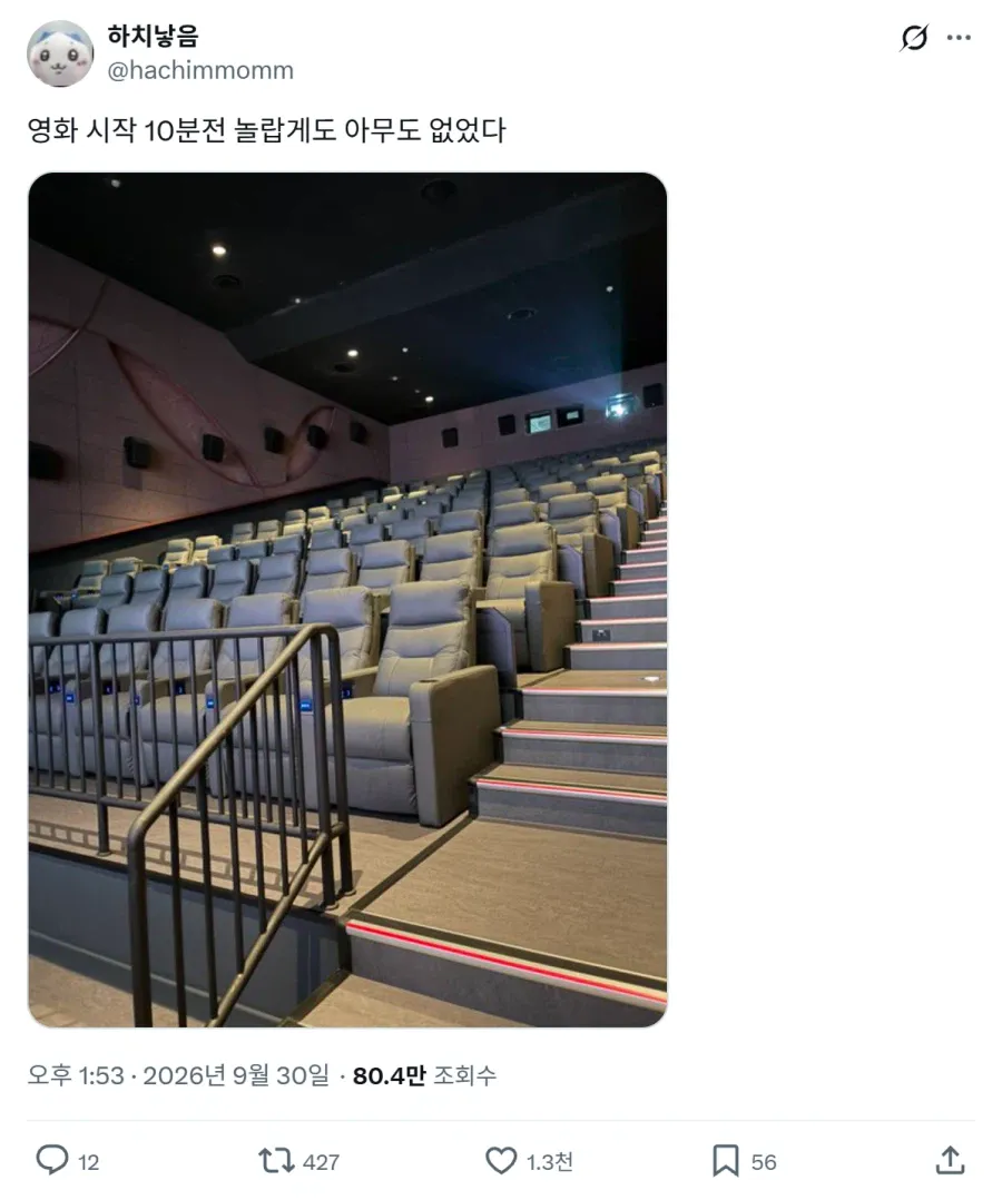 1a0f52ce52936698.webp 박스오피스 1위 달성한 치이카와 영화관 상황
