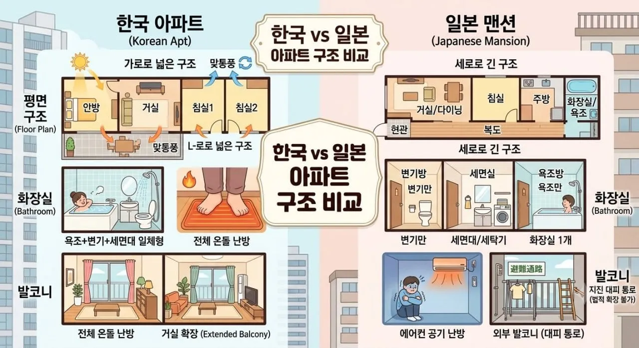 한국 아파트 VS 일본 아파트
