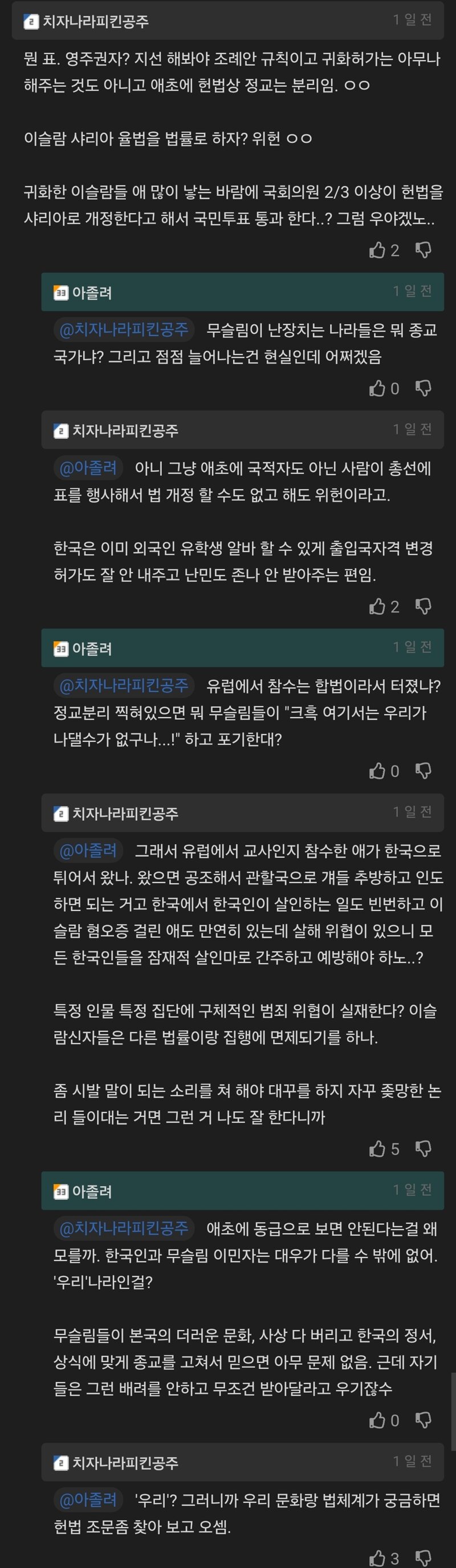 이슬람 반대 논리는 결국 현대 민주주의 국가 체제에서 용납못하는 논리들만 가득함 (3)
