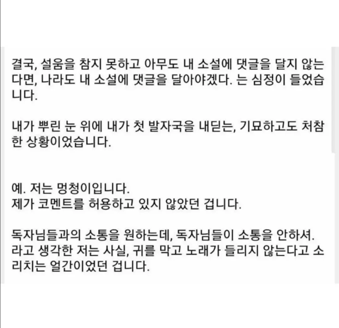 댓글이 하나도 달리지 않아 속상했던 소설작가 (2)