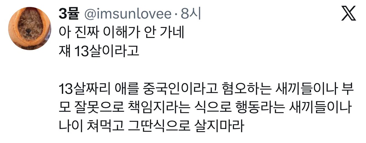 13살 어린아이한테 너무 심한거 아니냐는 아이찡 관련 의견들 (5)