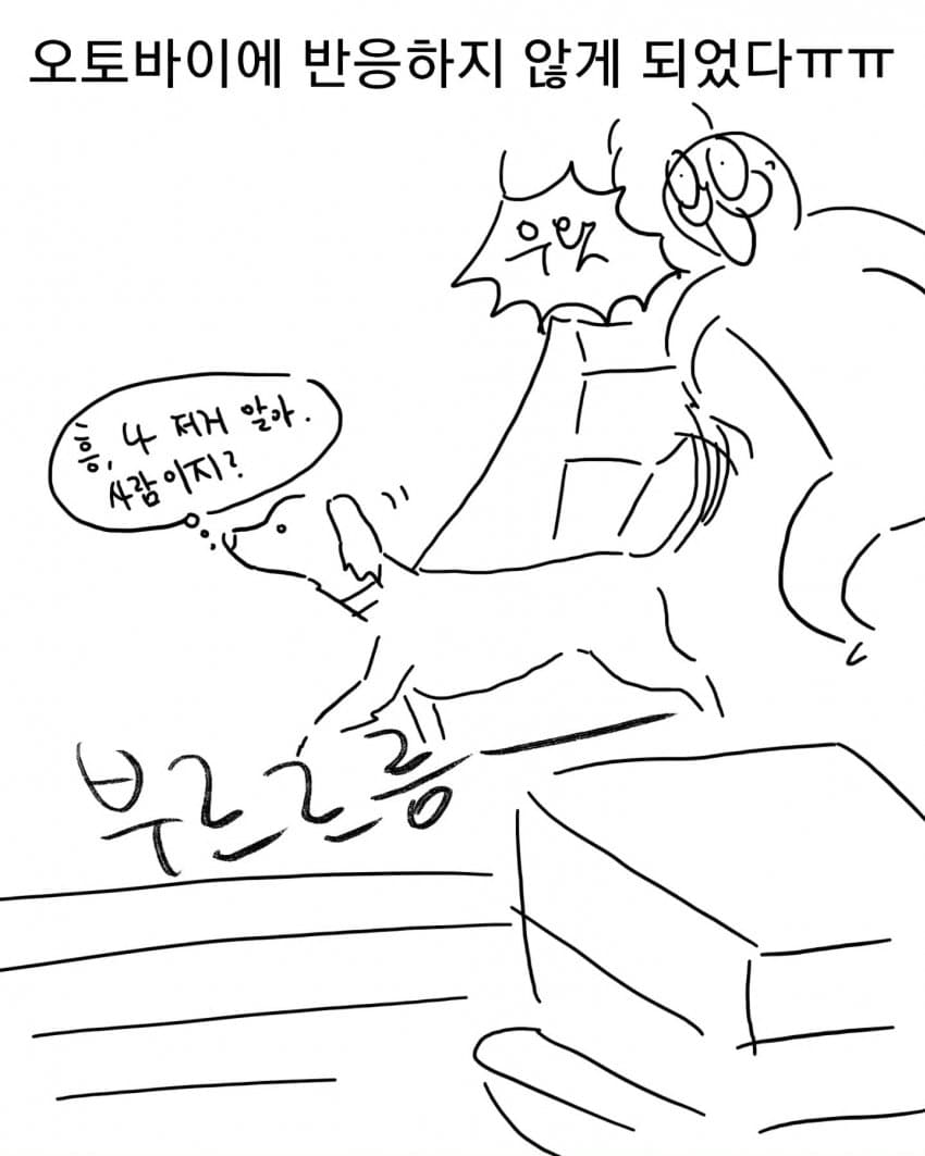 오토바이 무서워하는 강아지 교육하는 만화 (49)