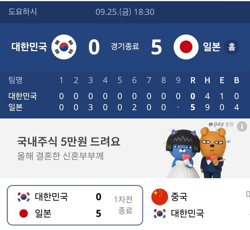 AG)야구는 지고 축구는 이기고