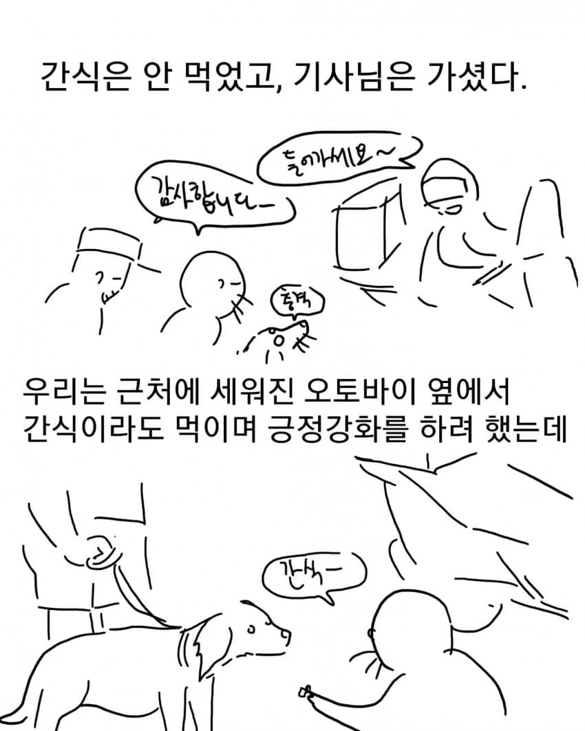 오토바이 무서워하는 강아지 교육하는 만화 (43)