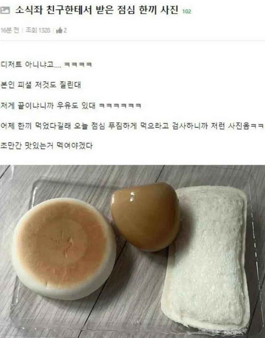 소식좌친구한테서 받은 점심한끼사진