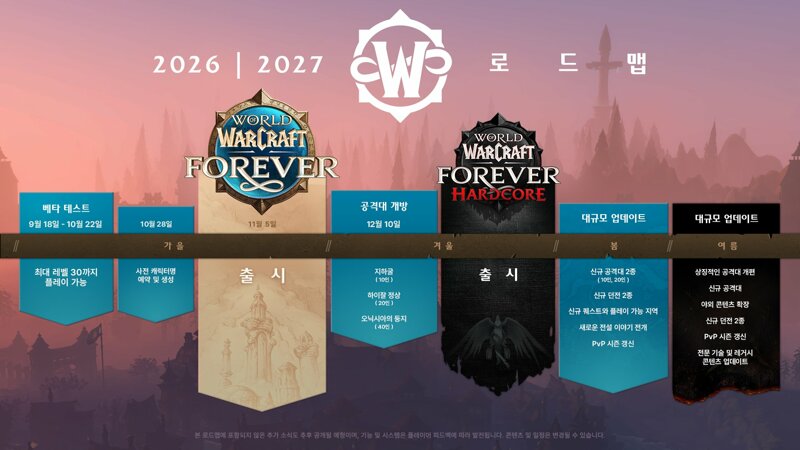 현재 갓겜으로 예상되는 '와우 포에버' 로드맵 공개